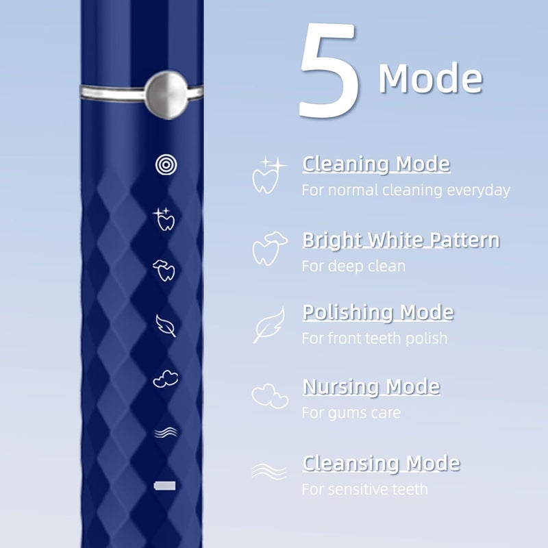 Seapeoa Electric Toothbrush Set, Equipped with 10 Brush Heads and Travel case, IPX8 Waterproof, 2-Minute Timer, 42000 high-Frequency Vibrations, 5 Modes, The First Choice for Gift Giving - Image 5